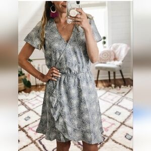 J. Crew Blue and White Wrap Dress